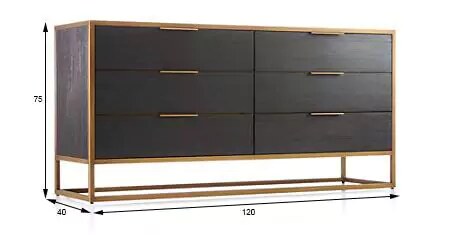 Комод на золотом каркасе KD-001, Черный