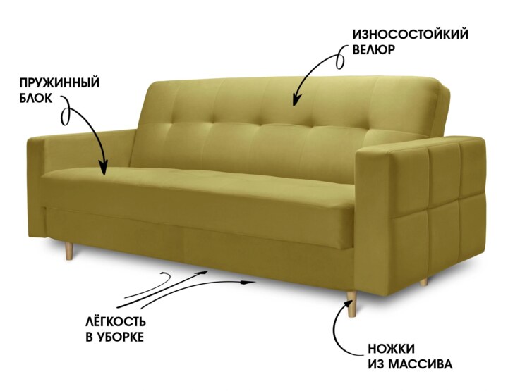 Прямой диван Сканди-2, Желтый