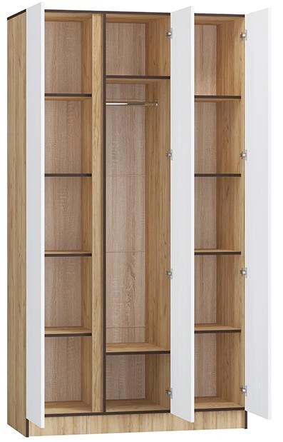 Шкаф распашной Корд 3-х дверный 1.2 м, белый древесный/крафт золотой, Белый