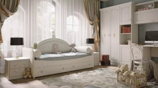 Кровать односпальная с подушками-валиками Адель, Бежевый