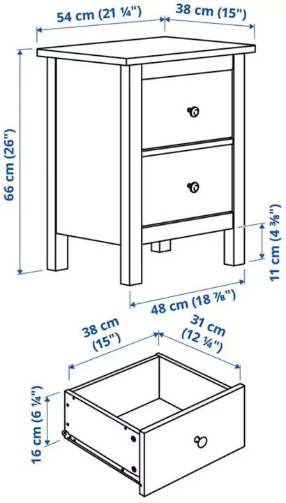 Комод с 2 ящиками HEMNES, Коричневый