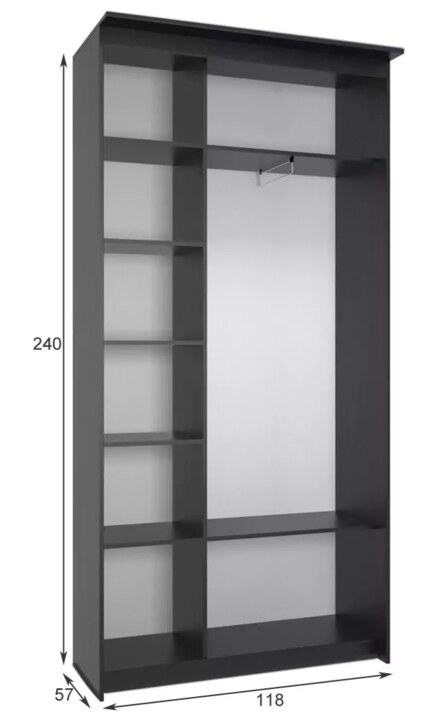 Шкаф-купе Эконом Миллениум 1184х2400х573 1 зеркало, Коричневый