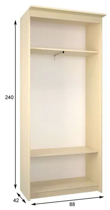 Шкаф-купе Эконом Миллениум 884х2400х423 зеркало, Бежевый