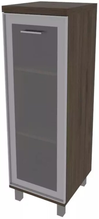 Шкаф средний узкий 1 средняя дверь стекло в раме First, Коричневый