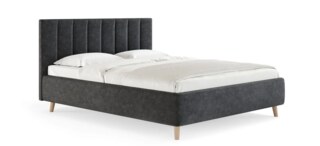 Двуспальная кровать Alma 180х200 с подъёмным механизмом микровелюр серый, Серый
