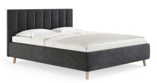 Двуспальная кровать Alma 140х200 с подъёмным механизмом микровелюр серый, Серый