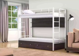 Кровать двухъярусная Валенсия 90 твист с ящиком и полкой Кровать двухъярусная Валенсия 90 твист, Белый