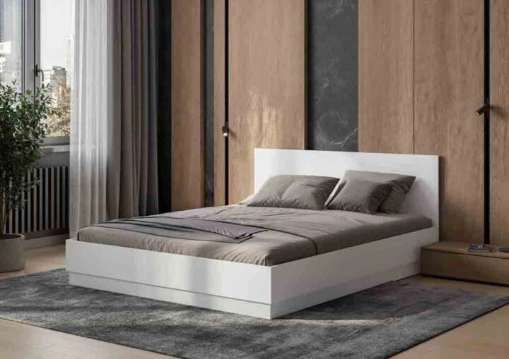 Кровать Айден КР06-1600 с матрасом Divano Classic Зависимые пружины Bonnelle, Белый