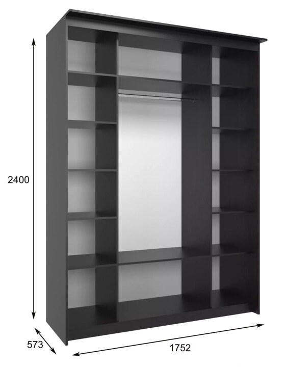 Шкаф-купе Эконом Миллениум 1752х2400х573 1 зеркало, Коричневый