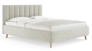 Двуспальная кровать Alma 180х200 с подъёмным механизмом микровелюр светло-серый, Серый