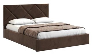 Кровать с подъемным механизмом Афина 6 160 с матрасом Divano Basic Независимые пружины НПБ дизайн 1, Коричневый