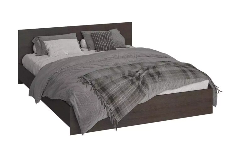 Двуспальная кровать Ронда КР-160 венге с матрасом Divano Classic 160 Зависимые пружины Bonnelle, Коричневый