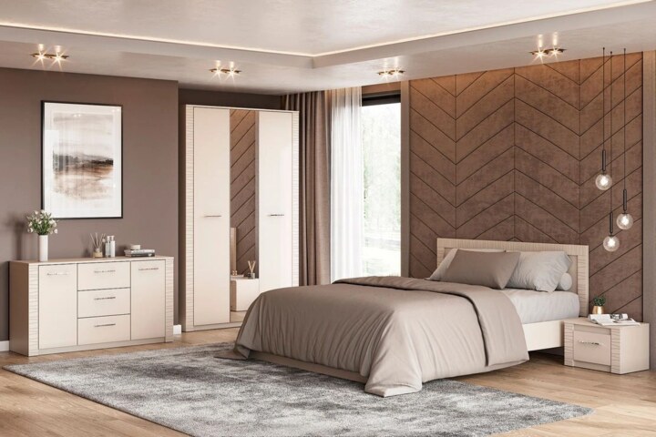 Двуспальная кровать Калипсо 160×200 см, Бежевый