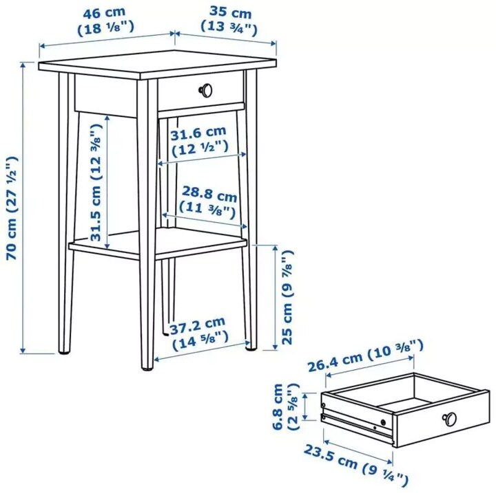 Прикроватная тумба HEMNES, Белый